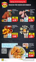 Gazetka promocyjna Lidl - Aktionsprospekt - Gazetka - ważna od 18.06 do 18.06.2022 - strona 10 - produkty: brustfilet, chicken nuggets, dip, eis, filet, filets, Frische Hähnchen, grill, hähnchen-brustfilet, hähnchenbrust, hähnchenbrustfilet, mac, Meister, ndk, nuggets, preisvorteil, pute, Putenhacksteak, reis, rezept, rezepte, Schal, Schale, steak, steaks, Sushi, Ti