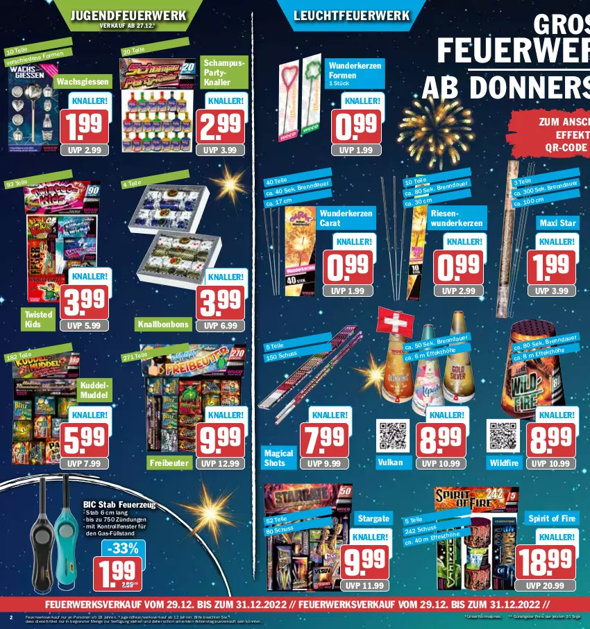 Aktueller Prospekt Hit - Prospekte - von 27.12 bis 31.12.2022 - strona 2 - produkty: auer, bonbons, eis, fenster, Feuerzeug, Jugendfeuerwerk, kerze, Leuchtfeuerwerk, reis, rwe, Ti, Wild, ZTE