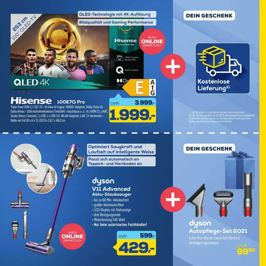 Aktueller Prospekt Euronics - Prospekte - von 26.09 bis 10.10.2025 - strona 15 - produkty: akku, Akku-Staubsauger, auto, dvb, Dyson, eis, elle, ente, gin, hisense, Intel, kraft, staubsauger, teppich, Ti, tisch, tuner, usb