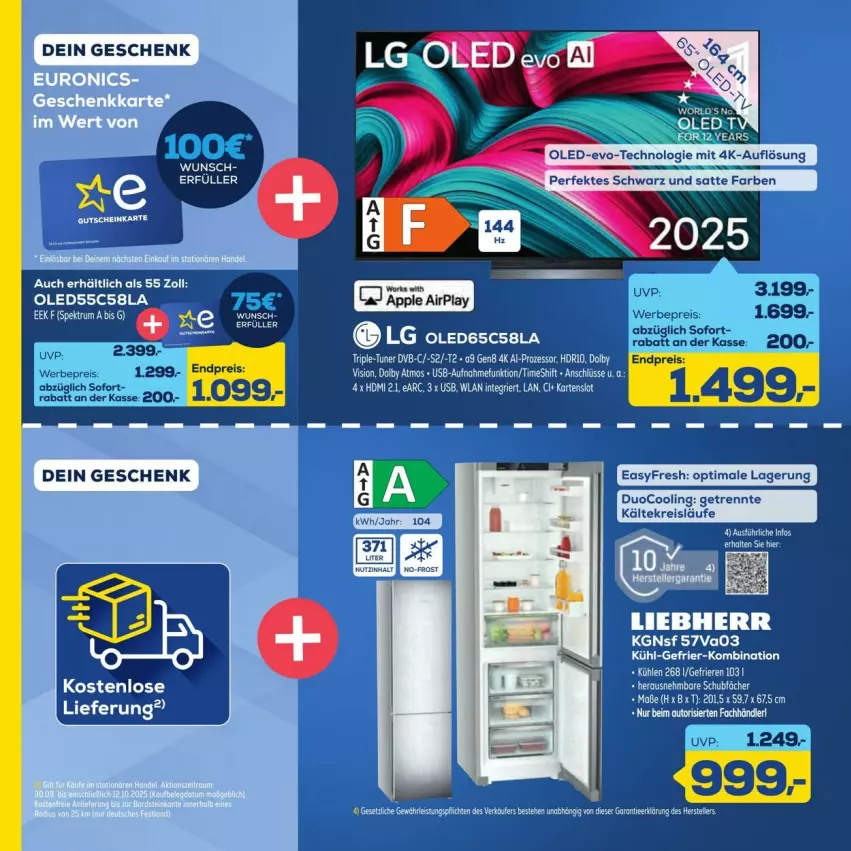 Aktueller Prospekt Euronics - Prospekte - von 26.09 bis 10.10.2025 - strona 16 - produkty: abis, Apple, auto, eis, HDMI, leds, LG, liebherr, reis, rum, Spektrum, Ti, usb