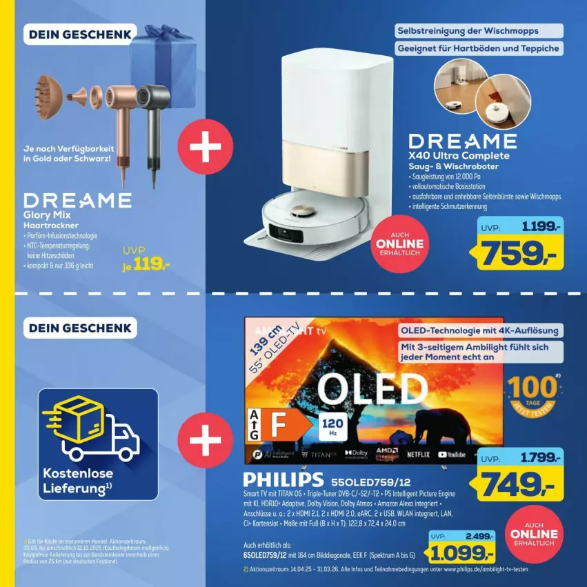 Aktueller Prospekt Euronics - Prospekte - von 26.09 bis 10.10.2025 - strona 4 - produkty: abis, bürste, dvb, gin, HDMI, Intel, netflix, Philips, Reinigung, rel, rum, smart tv, Spektrum, tee, teppich, teppiche, Ti, tuner, usb, Wischmopp, Yo