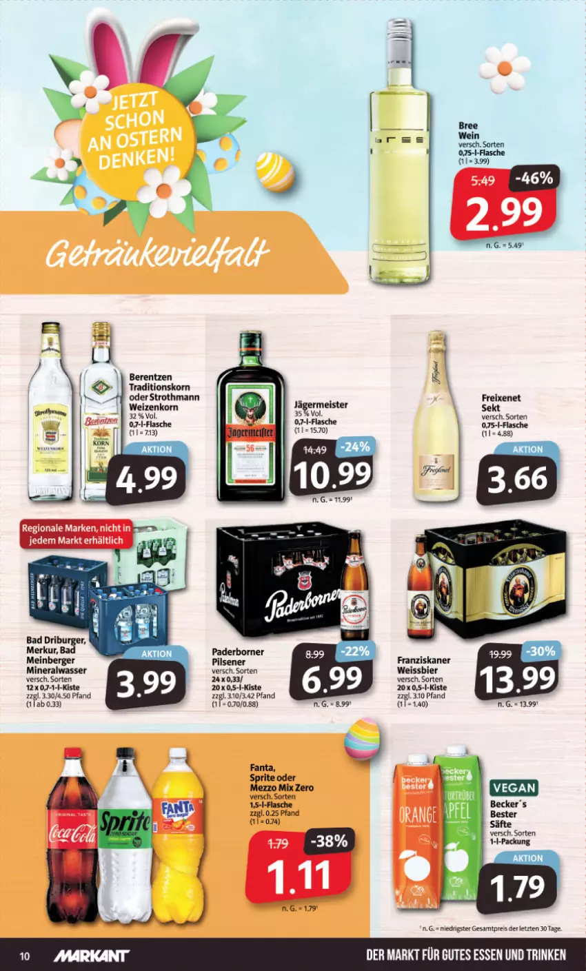 Aktueller Prospekt Markant - Prospekte - von 18.03 bis 23.03.2024 - strona 10 - produkty: Alwa, Bad, berentzen, Berger, bier, burger, eis, flasche, franziskaner, freixenet, gutes essen, korn, mineralwasser, pils, pilsener, reis, sekt, Ti, wasser, weissbier, weizenkorn, ZTE