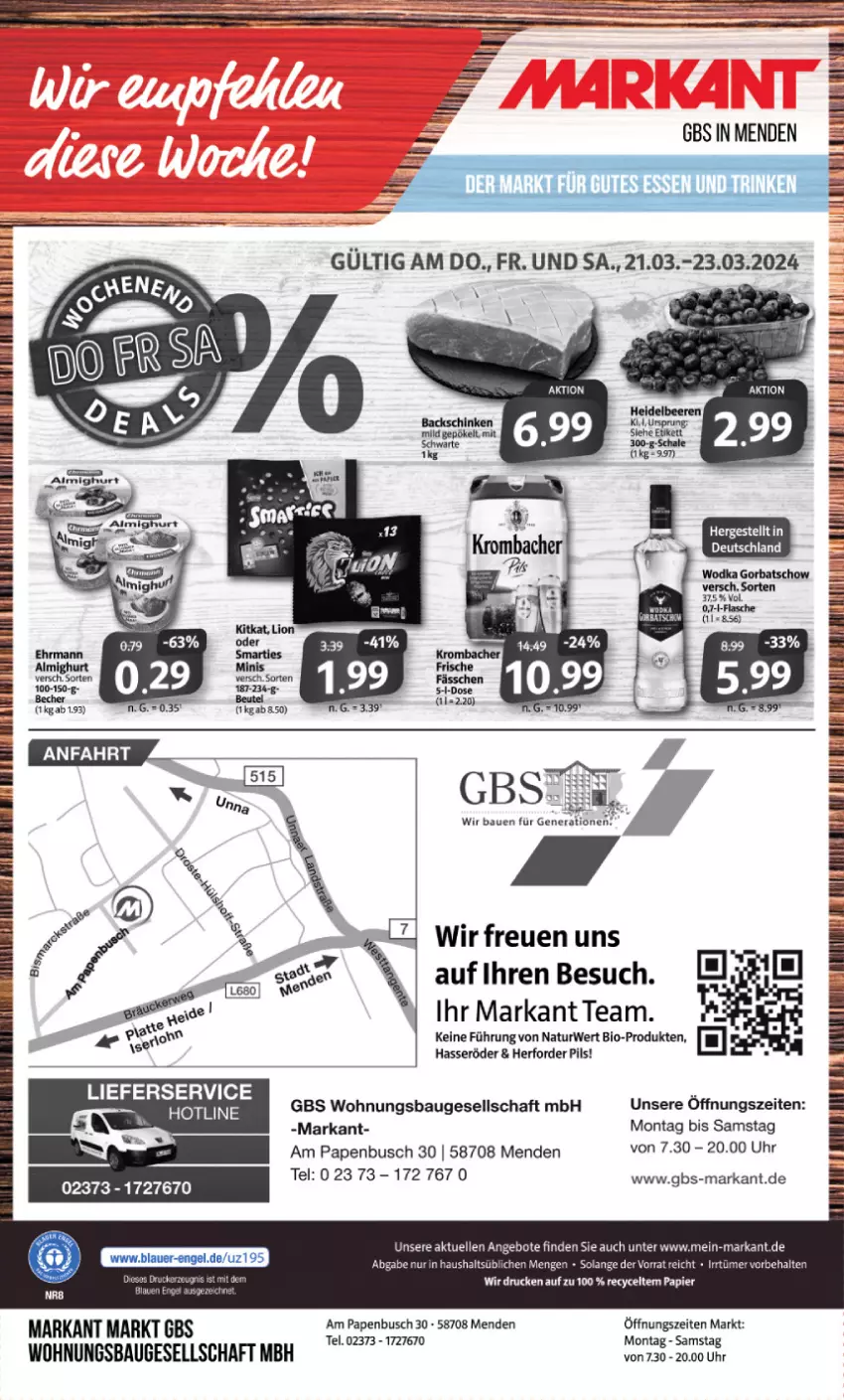 Aktueller Prospekt Markant - Prospekte - von 18.03 bis 23.03.2024 - strona 12 - produkty: angebot, angebote, Bau, bio, brot, eier, elle, hasseröder, kitkat, lieferservice, lion, natur, pils, rwe, Ti, uhr