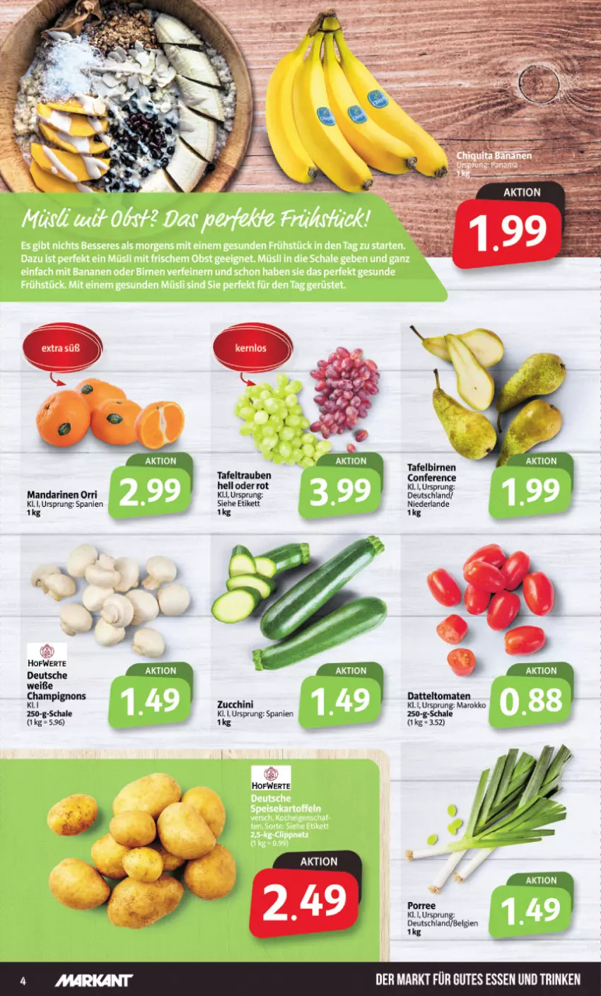 Aktueller Prospekt Markant - Prospekte - von 18.03 bis 23.03.2024 - strona 4 - produkty: champignon, champignons, LG, mandarine, mandarinen, Schal, Schale, tafeltrauben, Ti, trauben