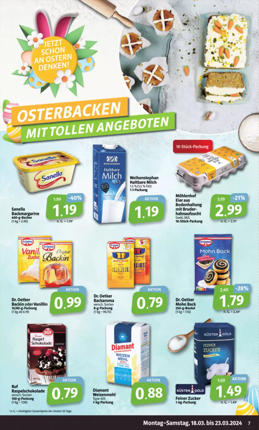 Aktueller Prospekt Markant - Prospekte - von 18.03 bis 23.03.2024 - strona 7 - produkty: Becher, beutel, Dr. Oetker, eier, eis, haltbare milch, margarine, mehl, milch, reis, Ti, type 405, weihenstephan, weizenmehl, ZTE, zucker