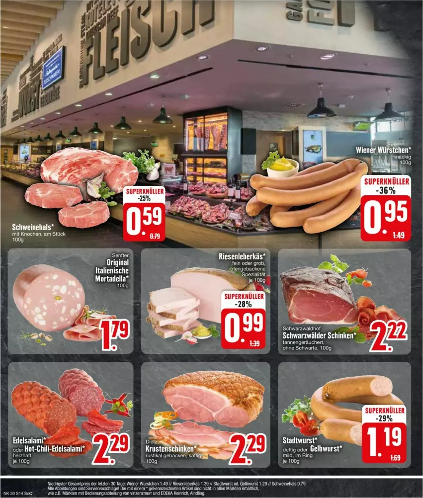 Aktueller Prospekt Edeka - Prospekte - von 22.07 bis 27.07.2024 - strona 14 - produkty: chili, Edelsalami, eier, eis, reis, ring, salami, schwein, schweine, Spezi, Ti, wein, weine, wiener, wiener würstchen, würstchen, ZTE