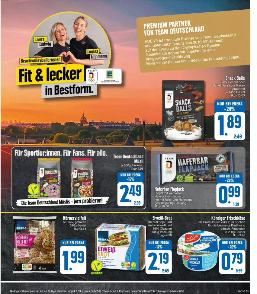 Aktueller Prospekt Edeka - Prospekte - von 22.07 bis 27.07.2024 - strona 3 - produkty: aufstrich, ball, bett, beutel, brot, brotaufstrich, eis, frischkäse, hafer, kakao, Käse, korn, müsli, nuss, reis, snack, soja, Sport, ZTE