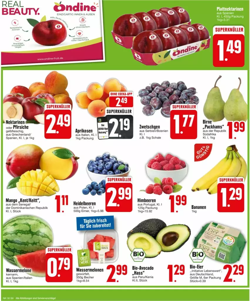 Aktueller Prospekt Edeka - Prospekte - von 22.07 bis 27.07.2024 - strona 6 - produkty: aprikose, aprikosen, avocado, banane, bananen, Becher, beere, beeren, bio, deka, eimer, eis, fleisch, heidelbeere, heidelbeeren, himbeer, himbeere, himbeeren, mango, melone, melonen, Nektar, nektarinen, oder pfirsiche, pfirsich, pfirsiche, Schal, Schale, Ti, wasser, wassermelone, wassermelonen