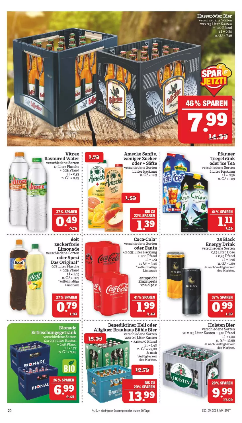 Aktueller Prospekt Marktkauf - Prospekt - von 29.01 bis 04.02.2023 - strona 20 - produkty: amecke, Benediktiner, bier, coca-cola, cola, deit, drink, eis, energy drink, fanta, flasche, getränk, gin, hasseröder, holsten, ice tea, lack, LG, limo, limonade, pfanne, Pfanner, reis, säfte, Spezi, tee, Ti, vita, vitrex, ZTE, zucker