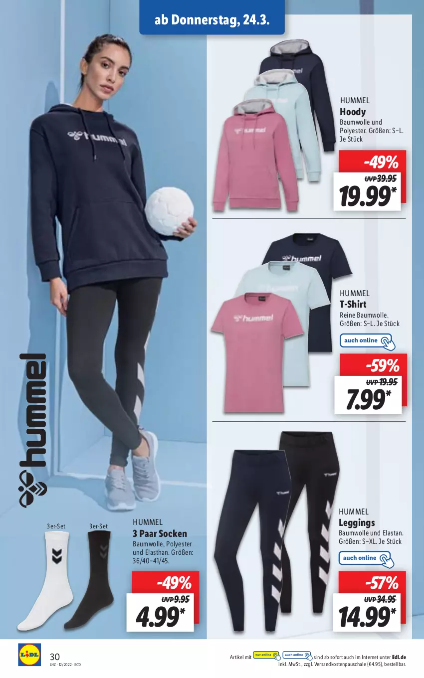 Aktueller Prospekt Lidl - Aktionsprospekt - von 21.03 bis 26.03.2022 - strona 30 - produkty: Bau, baumwolle, gin, leggings, ndk, reine baumwolle, Schal, Schale, shirt, socken, T-Shirt, Ti, wolle