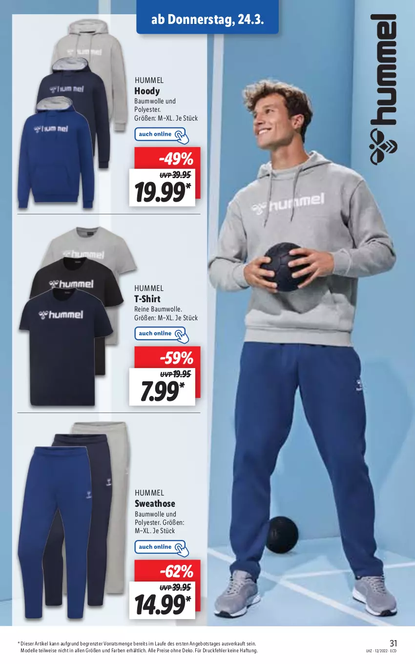 Aktueller Prospekt Lidl - Aktionsprospekt - von 21.03 bis 26.03.2022 - strona 31 - produkty: angebot, Bau, baumwolle, dell, eis, elle, hose, Mode, reine baumwolle, reis, shirt, Sweathose, T-Shirt, Ti, wolle, ZTE