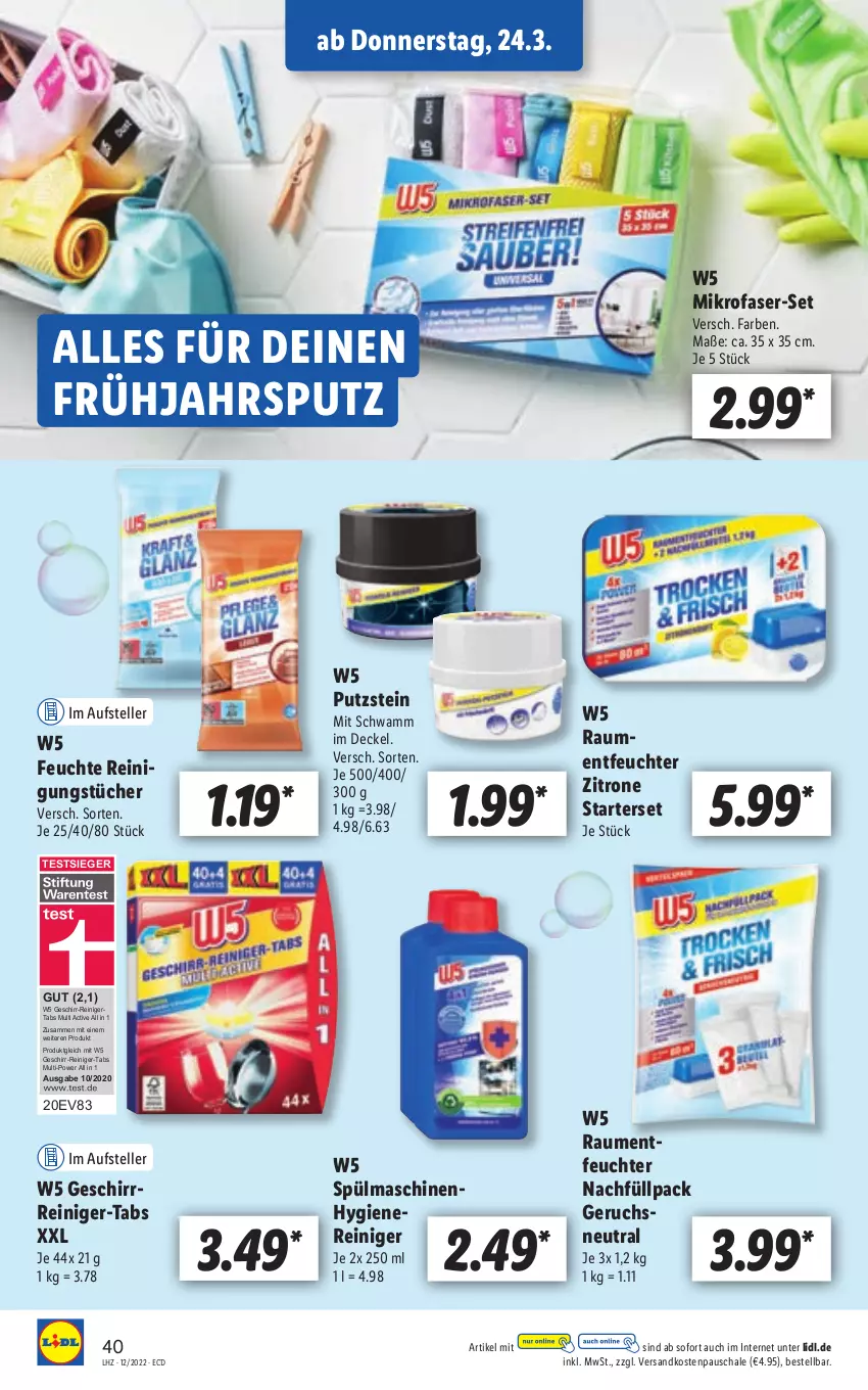 Aktueller Prospekt Lidl - Aktionsprospekt - von 21.03 bis 26.03.2022 - strona 40 - produkty: decke, Deckel, elle, geschirr, mikrofaser, ndk, reiniger, Reinigung, reinigungstücher, Schal, Schale, schwamm, spülmaschinen, teller, Ti, tücher, zitrone