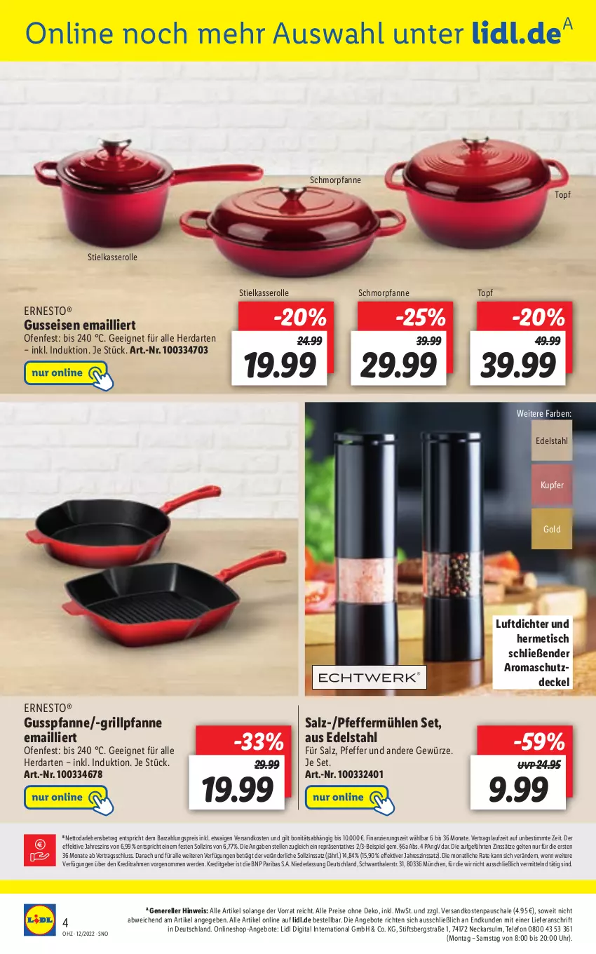 Aktueller Prospekt Lidl - Aktionsprospekt - von 21.03 bis 26.03.2022 - strona 50 - produkty: angebot, angebote, decke, Deckel, edelstahl, eis, elle, erde, ernesto, gewürz, grill, Grillpfanne, herdarten, ndk, Ofen, pfanne, pfeffer, Pfeffermühle, reis, rel, salz, Schal, Schale, schmorpfanne, stielkasserolle, telefon, Ti, tisch, topf, uhr