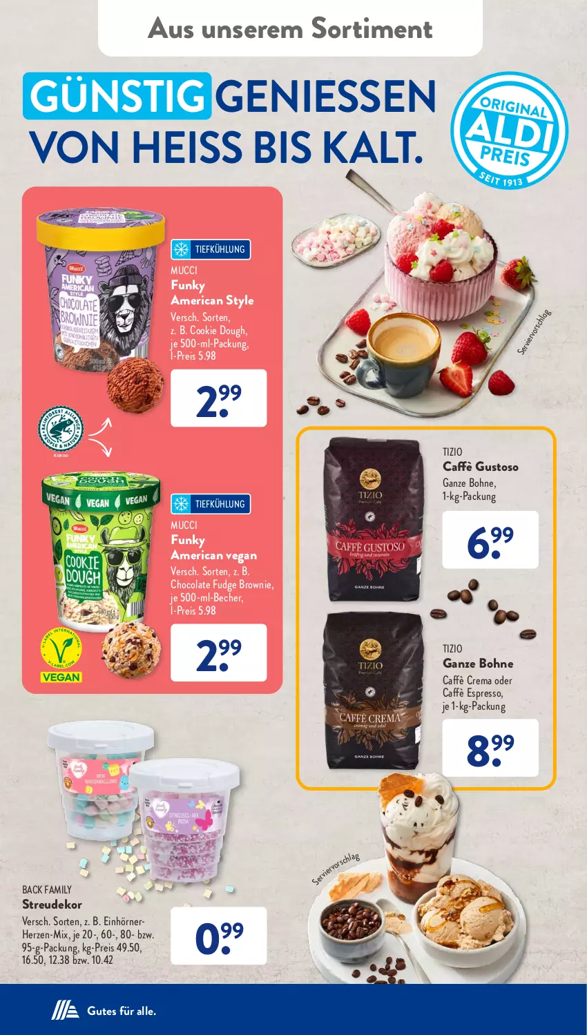 Aktueller Prospekt AldiSud - NÄCHSTE WOCHE - von 10.07 bis 15.07.2023 - strona 34 - produkty: Becher, bohne, brownie, caffè crema, cola, cookie, cookie dough, eis, espresso, reis, Ti