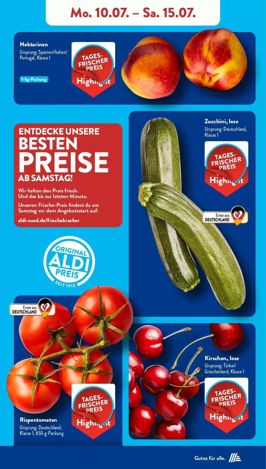 Aktueller Prospekt AldiSud - NÄCHSTE WOCHE - von 10.07 bis 15.07.2023 - strona 5 - produkty: aldi, angebot, decke, eis, kirsch, kirsche, kirschen, kracher, Nektar, nektarinen, reis, rispentomaten, tomate, tomaten, ZTE, zucchini