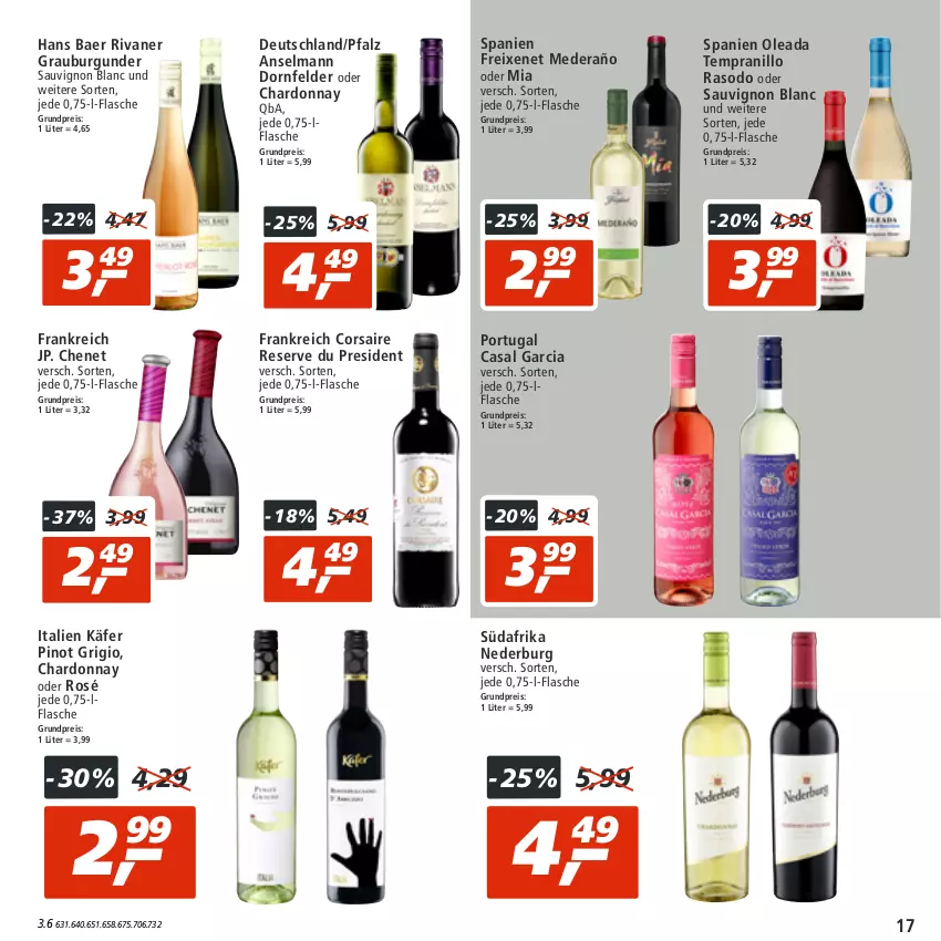 Aktueller Prospekt Real - von 08.08 bis 13.08.2022 - strona 17 - produkty: burgunder, casal garcia, chardonnay, Corsaire, dornfelder, eis, flasche, freixenet, grauburgunder, käfer, nederburg, Pinot, pinot grigio, reis, Rivaner, sauvignon, sauvignon blanc, tempranillo