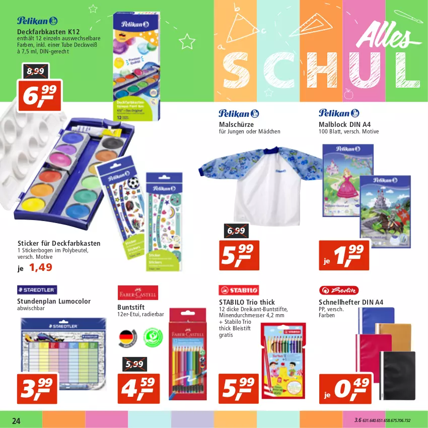 Aktueller Prospekt Real - von 08.08 bis 13.08.2022 - strona 24 - produkty: beutel, Bleistift, buntstifte, deckfarbkasten, din a4, eis, Hefte, Malblock, messer, Schnellhefter, Schürze, stabilo, stifte, Ti