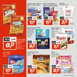 Gazetka promocyjna Real - Gazetka - ważna od 13.08 do 13.08.2022 - strona 12 - produkty: beutel, cremys, duplo, eis, erdnuss, erdnüsse, ferrero, jumbo, katjes, Kinder, kinder riegel, kitkat, knoppers, kokos, lion, lorenz, nuss, prinzen rolle, raffaello, reis, riegel, ritter, ritter sport, schoko, schokolade, smarties, Sport, Ti, ültje, ültje erdnüsse