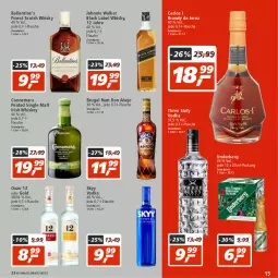 Gazetka promocyjna Real - Gazetka - ważna od 13.08 do 13.08.2022 - strona 15 - produkty: arlo, ball, black label, eis, flasche, irish whiskey, johnnie walker, lack, ouzo, ouzo 12, reis, rum, scotch, scotch whisky, single malt, skyy, Skyy Vodka, Three Sixty, Ti, underberg, vodka, whiskey, whisky