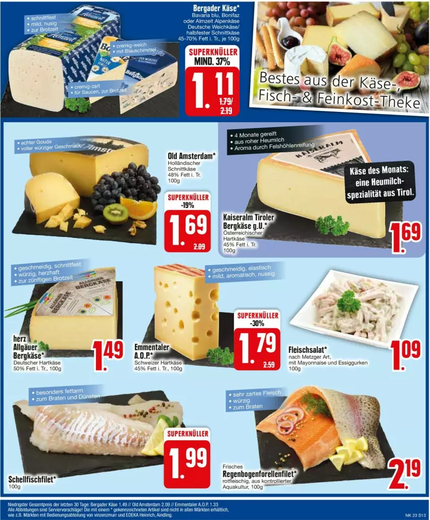 Aktueller Prospekt Edeka - Prospekte - von 03.06 bis 08.06.2024 - strona 13 - produkty: aqua, eis, essig, filet, fisch, fleisch, fleischsalat, gouda, gurke, gurken, hartkäse, holländischer schnittkäse, Kaiser, Käse, mayonnaise, Old Amsterdam, rel, salat, schnittkäse, schweizer hartkäse, Spezi, tee, Ti, trolli, Yo