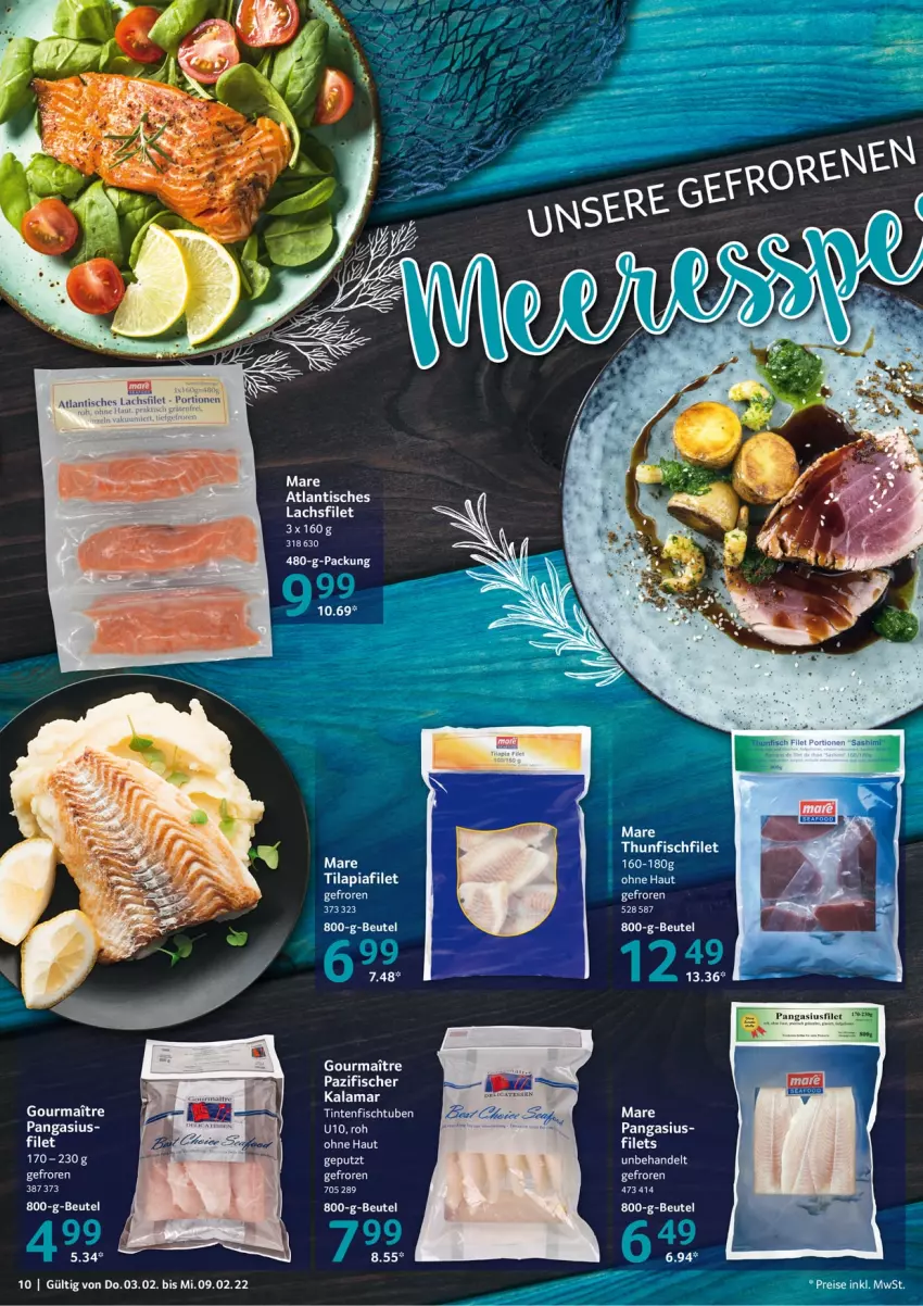 Aktueller Prospekt Selgros - Vorschau:
            Food - von 03.02 bis 09.02.2022 - strona 10 - produkty: beutel, eis, filet, filets, fisch, fische, Fischer, lachs, lachsfilet, Pangasius, reis, thunfisch, Ti, Tilapia, tisch