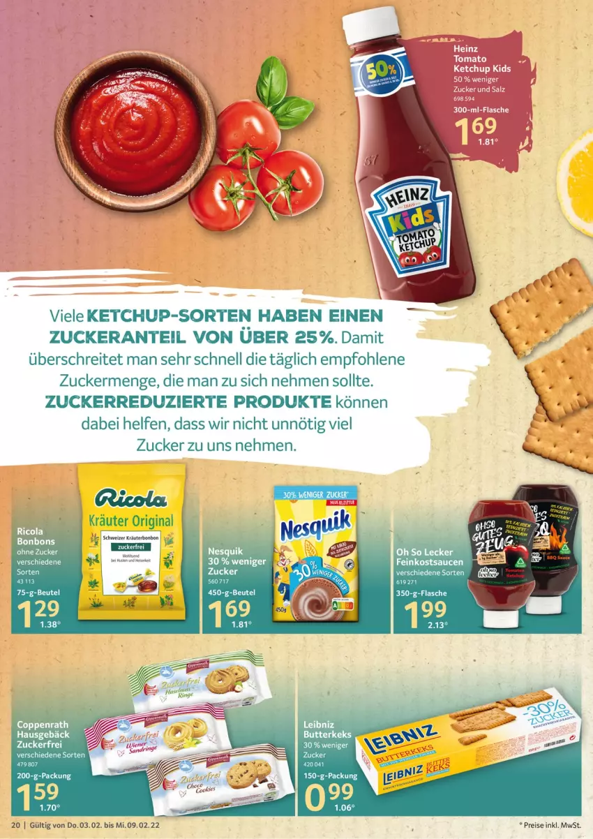 Aktueller Prospekt Selgros - Vorschau:
            Food - von 03.02 bis 09.02.2022 - strona 20 - produkty: beutel, bonbons, butter, butterkeks, coppenrath, eis, flasche, gin, keks, ketchup, kräuter, leibniz, LG, nesquik, reis, Ti, Yo, zucker