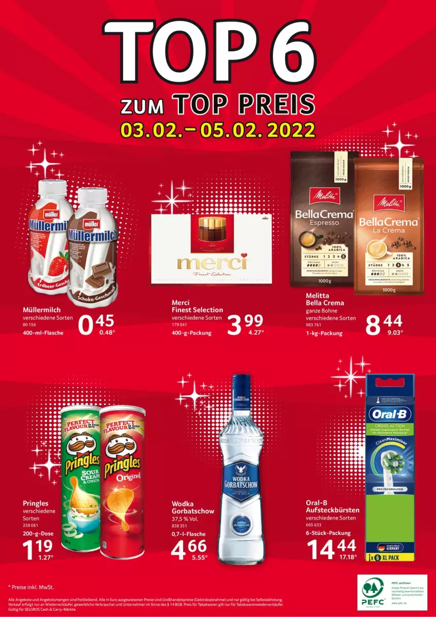 Aktueller Prospekt Selgros - Vorschau:
            Food - von 03.02 bis 09.02.2022 - strona 32 - produkty: angebot, angebote, aufsteckbürsten, bella crema, bürste, bürsten, eis, flasche, Gorbatschow, LG, melitta, merci, oral-b, Rauch, reis, tee, Ti, wodka