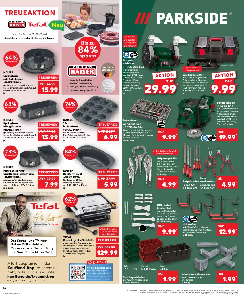 Aktueller Prospekt Kaufland - Prospekt - von 29.02 bis 06.03.2024 - strona 20 - produkty: angebot, angebote, auer, auto, body, brot, Brotform, eier, eis, elle, grill, Kaiser, koffer, kontaktgrill, kuchen, latte, LG, maille, messer, Muffin, Muffinform, muffins, Müller, Nike, reis, Ria, ring, Schärfstation, Schere, Springform, tefal, Ti, tisch, werkzeug, Zangen, ZTE