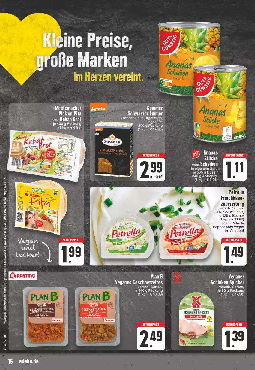 Aktueller Prospekt E Center - Angebote der Woche - von 31.07 bis 05.08.2023 - strona 16 - produkty: aktionspreis, ananas, angebot, Becher, deka, dell, eis, frischkäse, geschnetzeltes, Käse, mac, mestemacher, mortadella, petrella, reis, rel, saft, schinken, schinken spicker, schnittlauch, Ti, Zelt