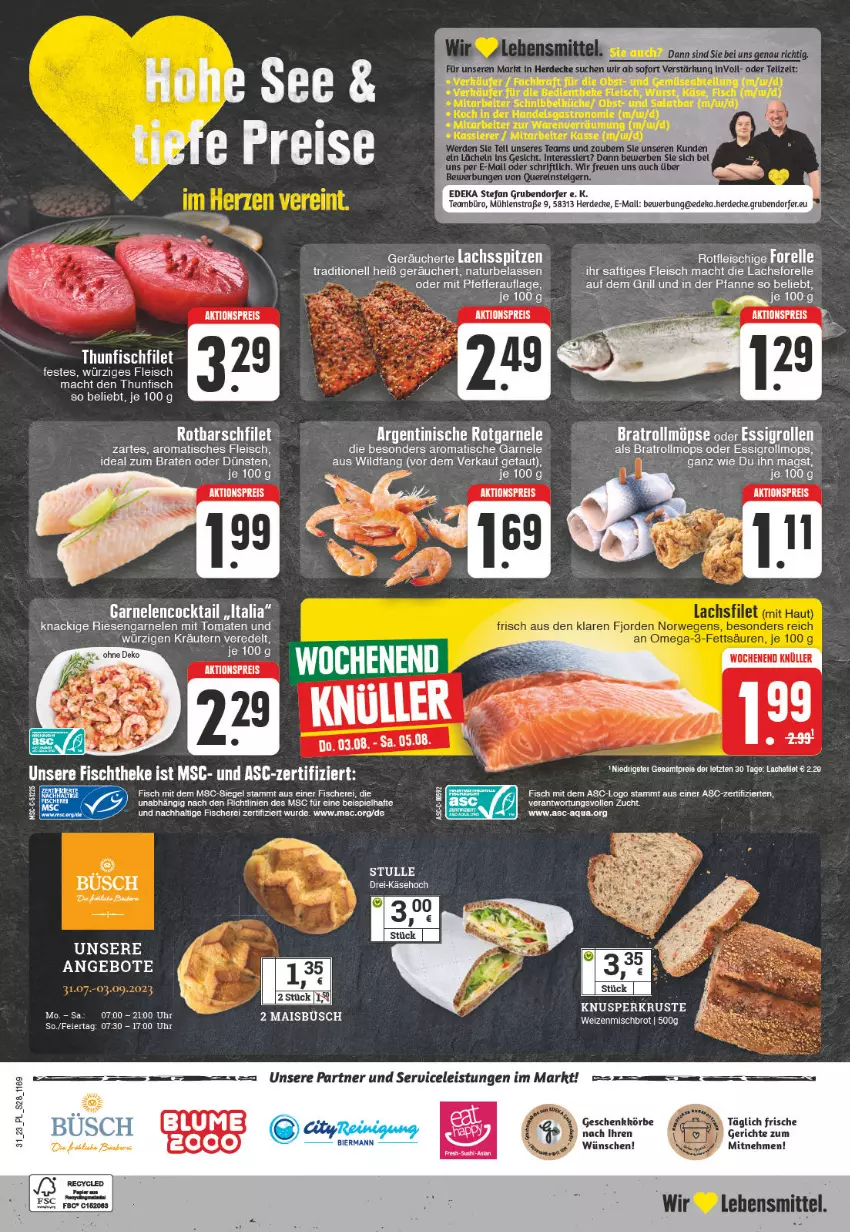 Aktueller Prospekt E Center - Angebote der Woche - von 31.07 bis 05.08.2023 - strona 28 - produkty: aktionspreis, angebot, angebote, aqua, Bank, braten, brot, cocktail, deka, eier, eis, elle, ente, erde, essig, filet, fisch, fische, Fischer, fleisch, forelle, garnelen, ideal zum braten, Käse, kräuter, kräutern, küche, lachs, lachsfilet, lebensmittel, lenco, mac, natur, obst, reis, rel, riesengarnelen, Rotbarsch, rotbarschfilet, saft, salat, Schere, tee, thunfisch, Ti, tisch, tomate, tomaten, uhr, weizenmischbrot, Wild