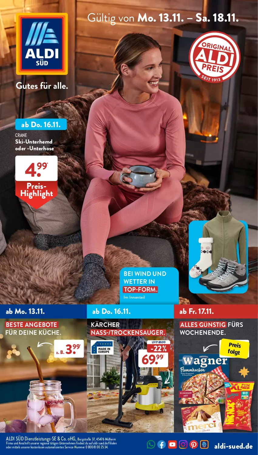 Aktueller Prospekt AldiSud - IN ZWEI WOCHEN - von 13.11 bis 18.11.2023 - strona 1 - produkty: aldi, angebot, angebote, auto, eis, ente, hemd, hose, Kärcher, küche, LG, reis, Ti, Trockensauger, Unterhemd