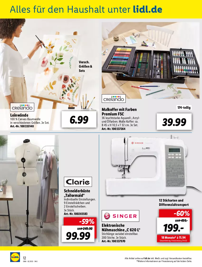 Aktueller Prospekt Lidl - Aktuelle Onlineshop-Highlights - von 01.02 bis 28.02.2022 - strona 12 - produkty: aqua, Bau, baumwolle, Elektro, elle, koffer, Nähmaschine, ndk, rel, Ria, Sport, Ti, wolle, ZTE