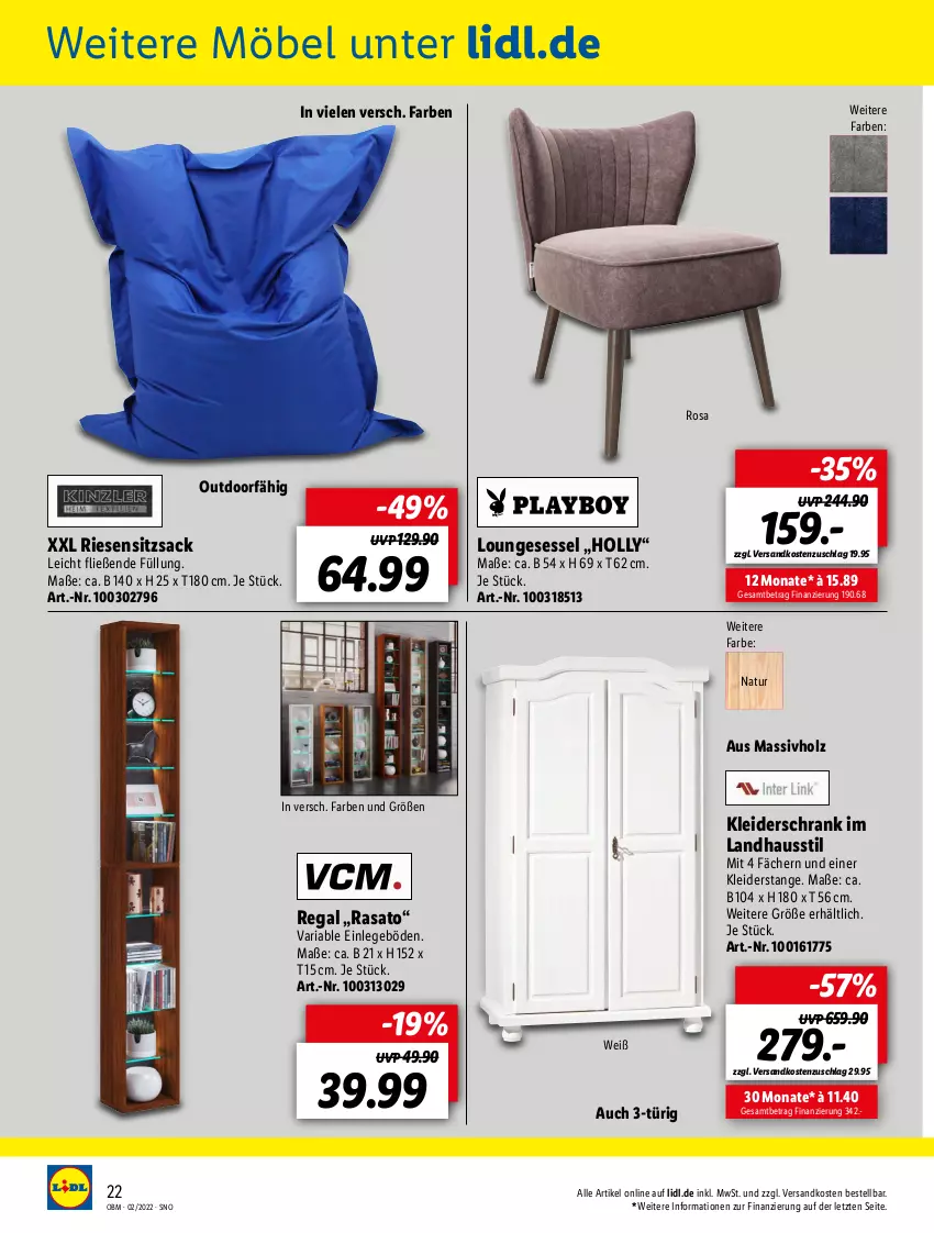 Aktueller Prospekt Lidl - Aktuelle Onlineshop-Highlights - von 01.02 bis 28.02.2022 - strona 22 - produkty: Holz, kleid, kleider, kleiderschrank, loungesessel, massivholz, möbel, natur, ndk, regal, Ria, sac, Schrank, sessel, Ti, ZTE