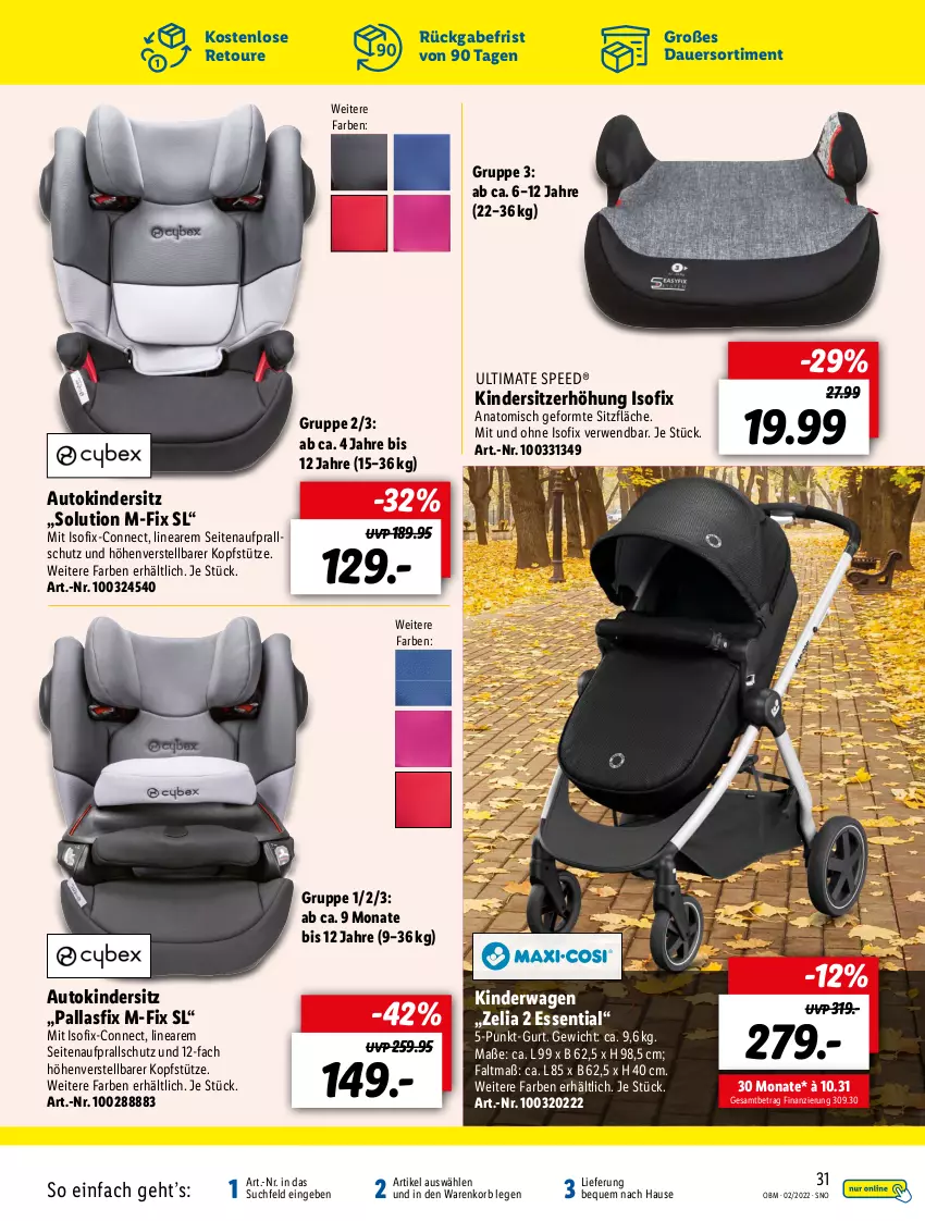 Aktueller Prospekt Lidl - Aktuelle Onlineshop-Highlights - von 01.02 bis 28.02.2022 - strona 31 - produkty: auer, auto, Kinder, Kindersitz, Kinderwagen, kopfstütze, korb, rwe, Sitzerhöhung, spee, Ti