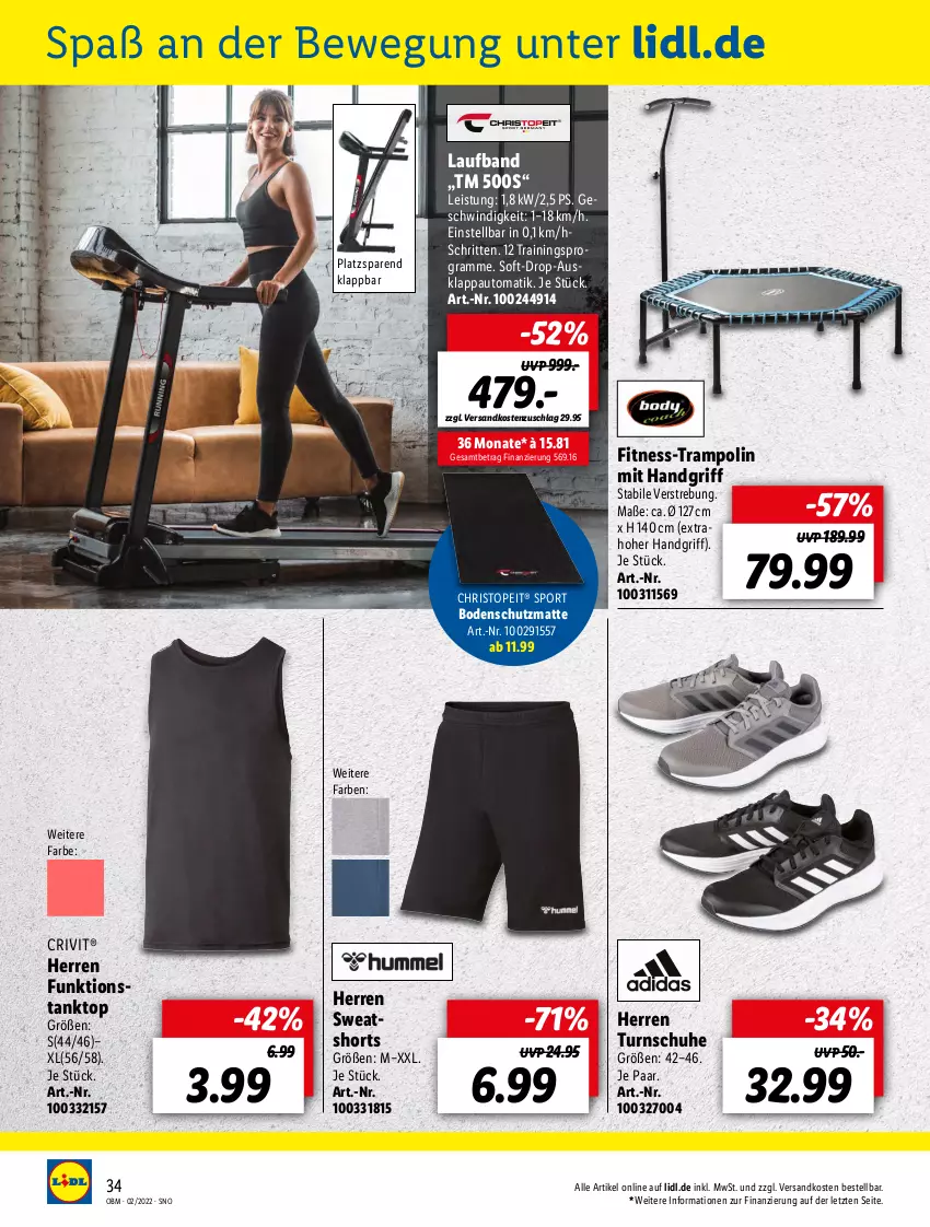 Aktueller Prospekt Lidl - Aktuelle Onlineshop-Highlights - von 01.02 bis 28.02.2022 - strona 34 - produkty: auto, crivit, eis, ndk, schuhe, shorts, Sport, sweatshorts, tanktop, Ti, Trampolin, ZTE