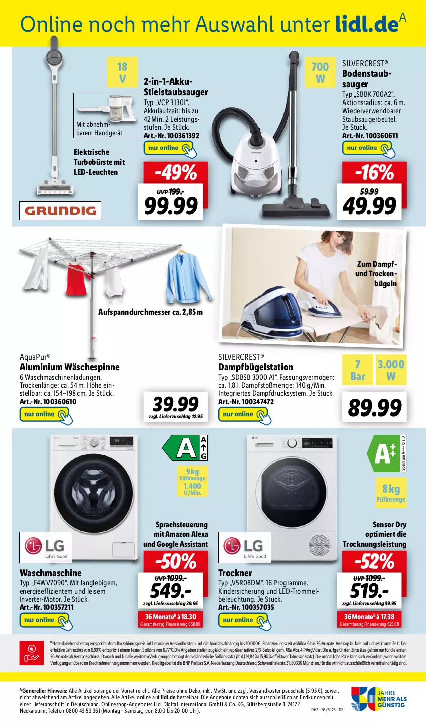 Aktueller Prospekt Lidl - Aktionsprospekt - von 07.08 bis 12.08.2023 - strona 37 - produkty: akku, alexa, amazon alexa, angebot, angebote, aqua, AquaPur, beleuchtung, beutel, bodenstaubsauger, bügel, Bügelstation, bürste, dampfbügelstation, eis, elle, ente, erde, Kinder, LED-Leuchte, Leuchte, leuchten, messer, ndk, reis, rel, rum, rwe, Schal, Schale, silvercrest, Spektrum, staubsauger, staubsaugerbeutel, Stielstaubsauger, telefon, Ti, Trockner, trommel, uhr, wäschespinne, waschmaschine, waschmaschinen