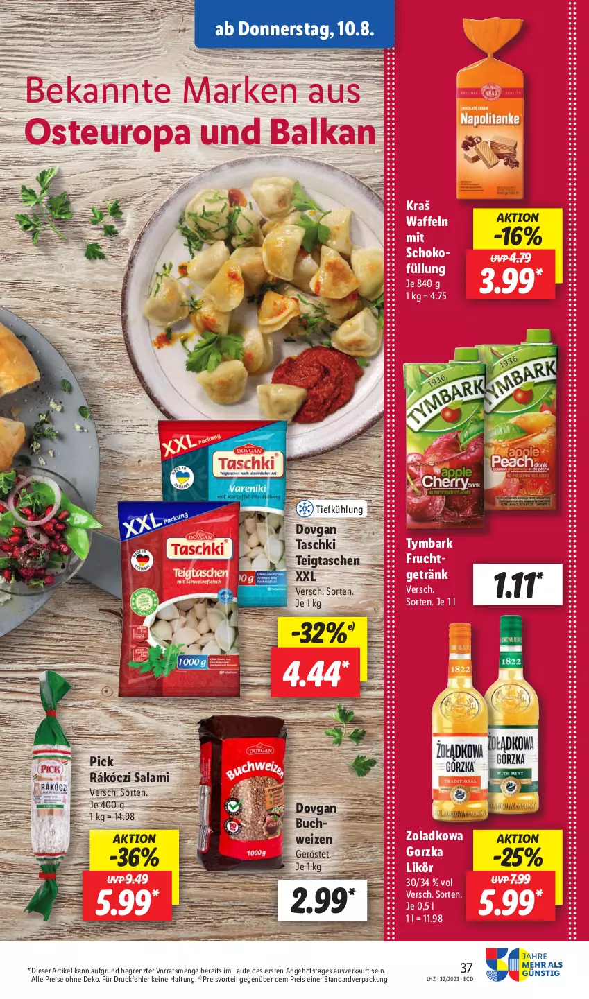 Aktueller Prospekt Lidl - Aktionsprospekt - von 07.08 bis 12.08.2023 - strona 45 - produkty: angebot, buch, dovgan, eis, frucht, getränk, likör, preisvorteil, reis, salami, schoko, Tasche, taschen, taschki, Ti, waffeln, ZTE