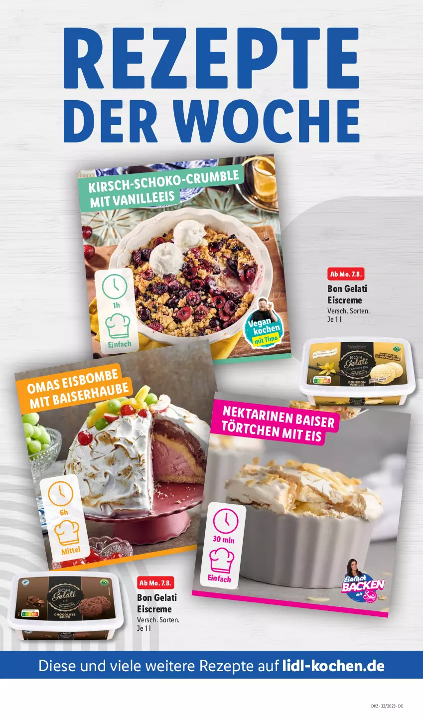 Aktueller Prospekt Lidl - Aktionsprospekt - von 07.08 bis 12.08.2023 - strona 55 - produkty: Bon Gelati, creme, eis, eiscreme, Nektar, rezept, rezepte, rum, Ti, Törtchen, vanille