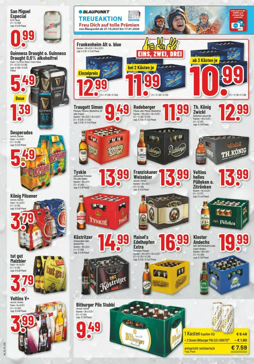 Aktueller Prospekt Trinkgut - Prospekte - von 09.11 bis 15.11.2025 - strona 2 - produkty: alkohol, Berger, bier, bitburger, bitburger pils, blaupunkt, burger, desperados, eis, elle, franziskaner, Guinness, könig pilsener, köstritzer, mais, malz, natur, pils, pilsener, radeberger, reis, sim, Ti, tyskie, veltins, weissbier, WICK