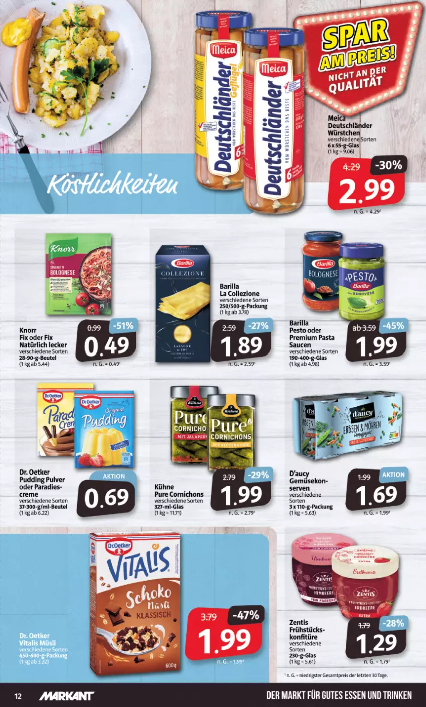 Aktueller Prospekt Markant - Prospekte - von 08.05 bis 13.05.2023 - strona 12 - produkty: barilla, beutel, creme, Dr. Oetker, eis, gutes essen, knorr, knorr fix, konfitüre, Kühne, pasta, Pasta Sauce, pesto, pudding, reis, sauce, saucen, Ti, würstchen, zentis, ZTE