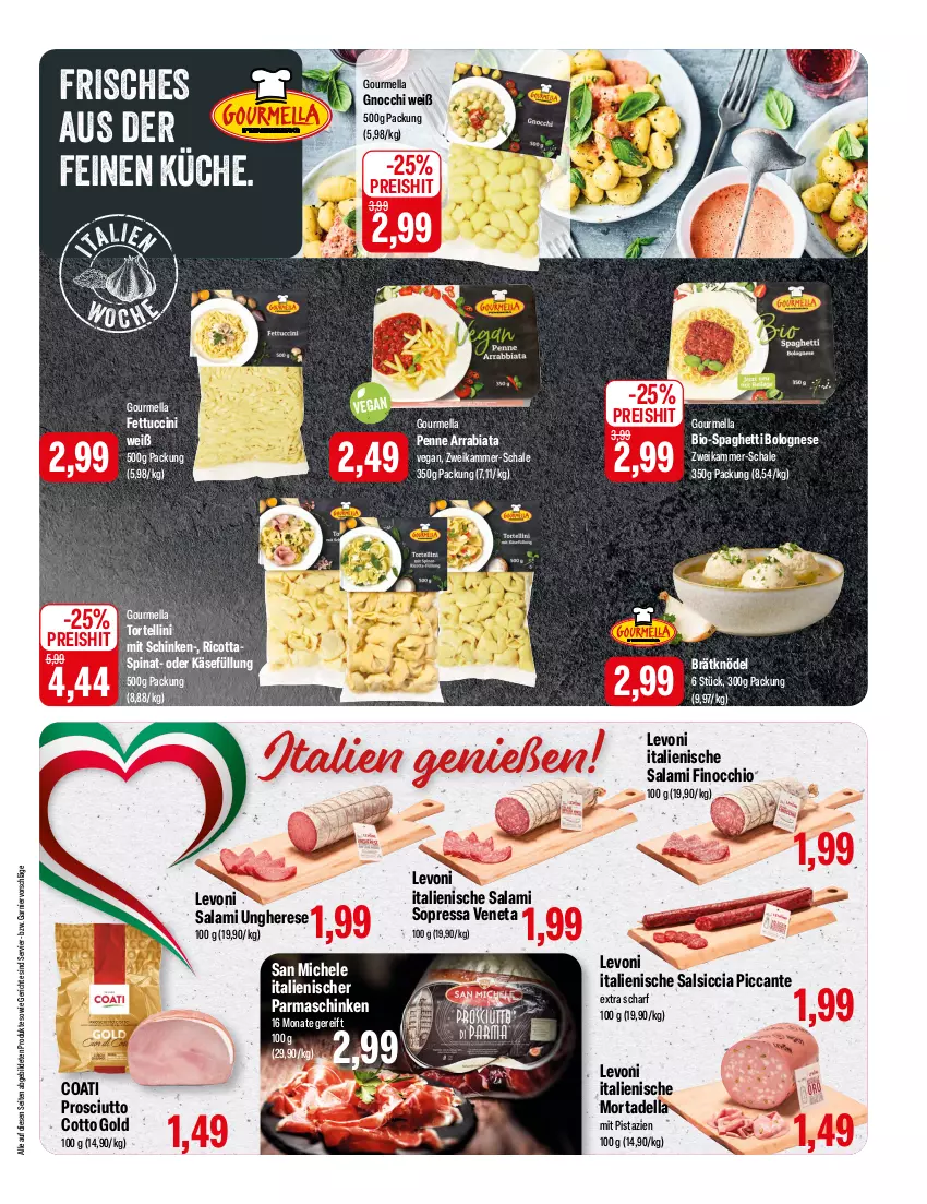 Aktueller Prospekt Feneberg - Prospekte - von 14.03 bis 16.03.2024 - strona 3 - produkty: bio, bolognese, cin, dell, eis, garnier, gnocchi, Käse, Knödel, küche, mit pistazien, mortadella, parmaschinken, penne, pistazien, prosciutto, prosciutto cotto, reis, ricotta, salami, salsiccia, Schal, Schale, schinken, spaghetti, spaghetti bolognese, spinat, Ti, torte, tortellini, tuc