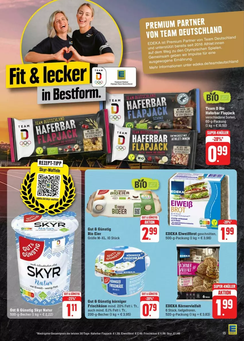 Aktueller Prospekt Edeka - Prospekte - von 20.07 bis 27.07.2024 - strona 23 - produkty: Becher, bio, brot, deka, eier, eis, Eiweißbrot, frischkäse, hafer, Käse, Körniger Frischkäse, reis, rezept, rezept-tipp, schnitten, Skyr, Ti, waffeln, ZTE