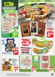 Gazetka promocyjna Edeka - Prospekte - Gazetka - ważna od 27.07 do 27.07.2024 - strona 13 - produkty: bacon, Becher, beef, bio, coupon, coupons, deka, edeka bio, eis, erbsen, grill, Grillwurst, hinterkochschinken, kochschinken, lyoner, mint, paprika, rabatt-coupon, reinert, reis, schinken, soja, südwest, Ti, wurst, Yo, ZTE