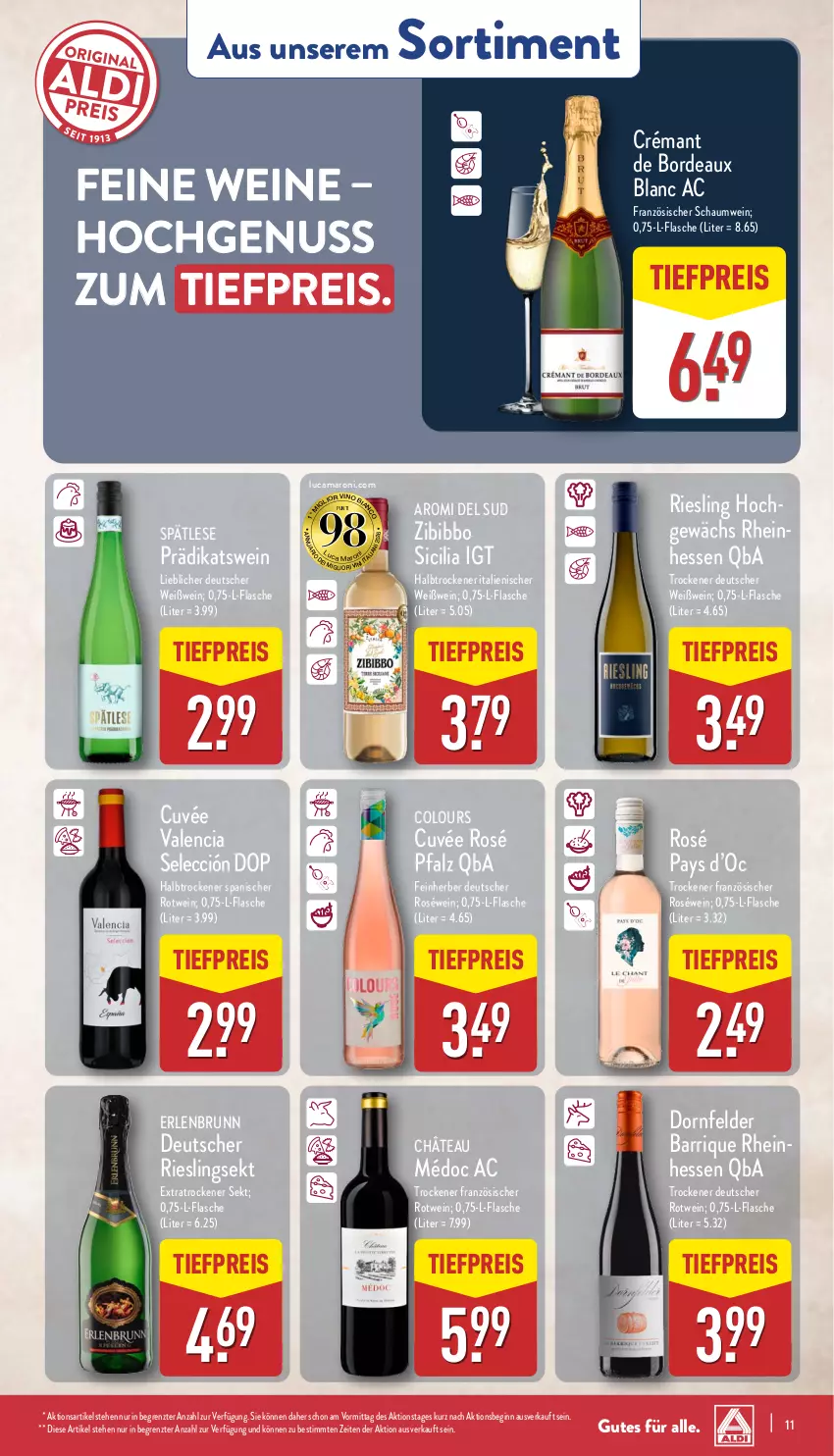 Aktueller Prospekt Aldi Nord - Von Montag - von 10.02 bis 15.02.2025 - strona 11 - produkty: amaro, cuvée, dornfelder, eis, flasche, gin, nuss, reis, riesling, roséwein, rotwein, sekt, Ti, tiefpreis, wein, weine, Weißwein, ZTE