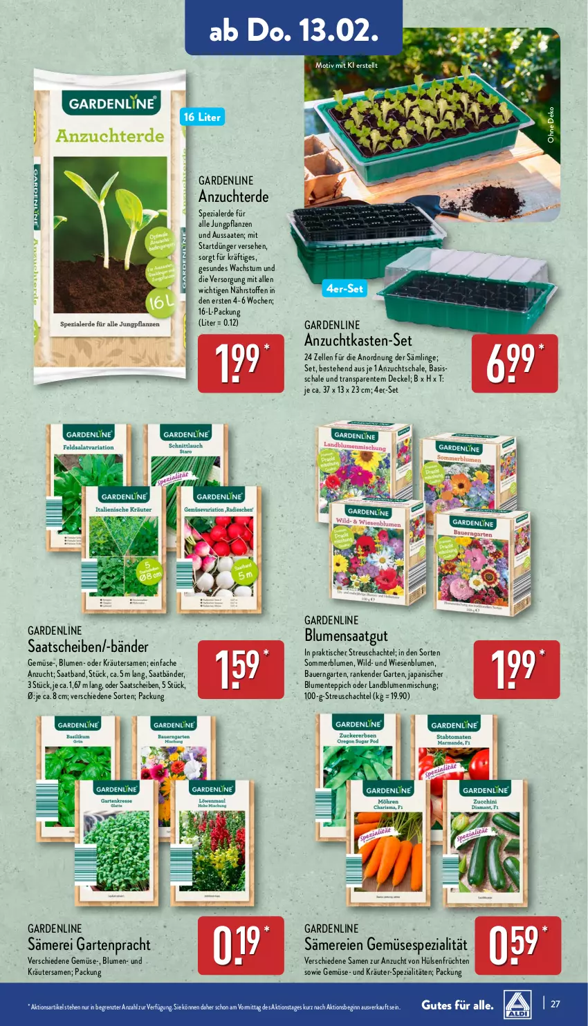 Aktueller Prospekt Aldi Nord - Von Montag - von 10.02 bis 15.02.2025 - strona 27 - produkty: auer, Bau, Bauer, blume, blumen, decke, Deckel, dünger, elle, ente, erde, früchte, früchten, Garten, gin, hülsenfrüchte, kräuter, oder kräuter, pflanze, pflanzen, Schal, Schale, senf, Spezi, teppich, Ti, tisch, Wild, ZTE