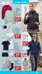 Gazetka promocyjna Aldi Nord - Von Montag - Gazetka - ważna od 15.02 do 15.02.2025 - strona 19 - produkty: aldi, Bau, baumwolle, bio, dell, elle, Finish, gin, Jacke, leine, Mode, Pants, Retropants, Ria, Schultertasche, shirt, slip, slips, socken, Steppjacke, T-Shirt, tanktop, Tasche, taschen, Ti, Unterwäsche, up2fashion, wolle, ZTE