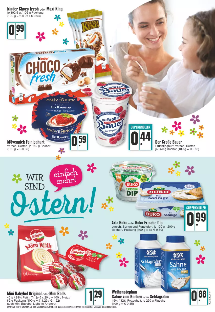 Aktueller Prospekt Edeka - Angebote der Woche - von 11.04 bis 16.04.2022 - strona 19 - produkty: angebot, arla, arla buko, auer, babybel, Bau, Bauer, Becher, beere, Buko, choco fresh, deutschlandcard, dip, erdbeere, erde, feinjoghurt, flasche, frucht, fruchtjoghurt, gin, joghur, joghurt, Kinder, Kinder Choco fresh, mini babybel, mövenpick, sahne, schlagrahm, Ti, weihenstephan