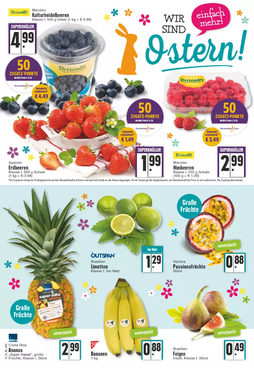 Aktueller Prospekt Edeka - Angebote der Woche - von 11.04 bis 16.04.2022 - strona 2 - produkty: ambia, ananas, angebot, angebotspreis, banane, bananen, beere, beeren, deutschland card, deutschlandcard, eimer, eis, erdbeere, erdbeeren, erde, Feigen, früchte, heidelbeere, heidelbeeren, himbeer, himbeere, himbeeren, LG, limette, limetten, Mett, metten, reis, Schal, Schale