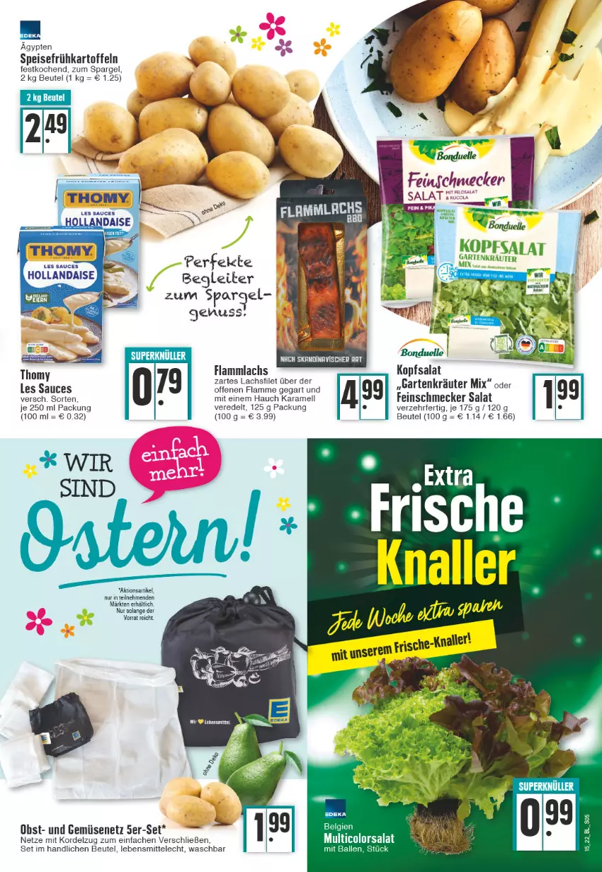 Aktueller Prospekt Edeka - Angebote der Woche - von 11.04 bis 16.04.2022 - strona 5 - produkty: ball, beutel, bonduelle, deka, eis, elle, feinschmecker, filet, Frühkartoffeln, karamell, kartoffel, kartoffeln, kopfsalat, kräuter, lachs, lachsfilet, lamm, lebensmittel, nuss, obst, salat, sauce, spargel, speisefrühkartoffeln, Ti, und gemüse