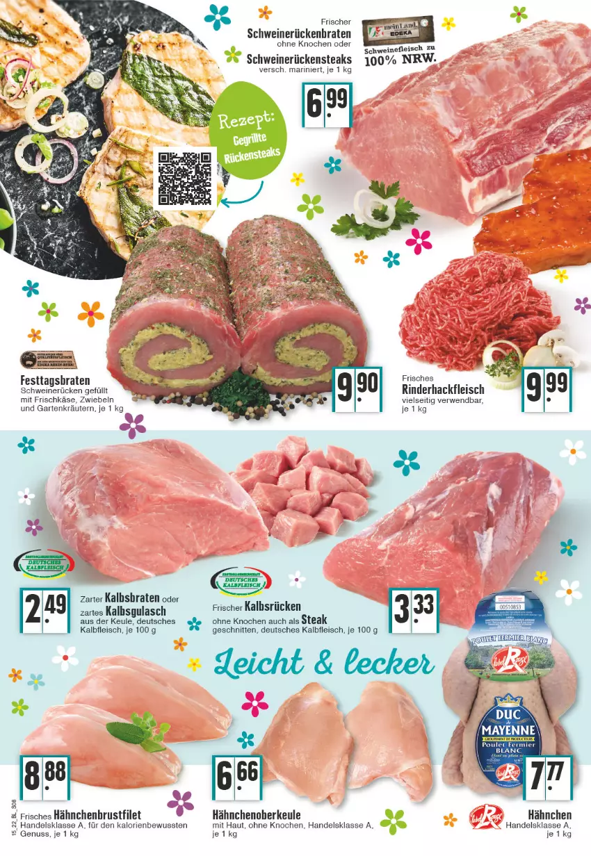 Aktueller Prospekt Edeka - Angebote der Woche - von 11.04 bis 16.04.2022 - strona 8 - produkty: braten, brustfilet, eis, filet, fleisch, frischkäse, Garten, gulasch, hackfleisch, hähnchenbrust, hähnchenbrustfilet, Kalbfleisch, Käse, kräuter, kräutern, nuss, rind, rinder, rinderhackfleisch, Rückenbraten, Rückensteak, rückensteaks, rwe, schnitten, schwein, schweine, schweinerücken, steak, steaks, Ti, tuc, wein, weine, zwiebel, zwiebeln